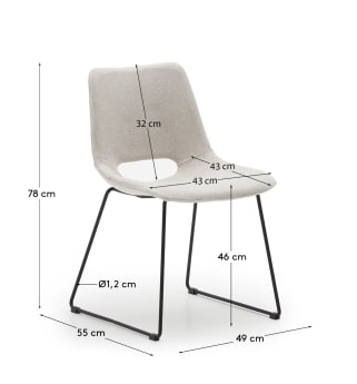 Zahara Stuhl beige und Stahl mit schwarzem Finish - Größen