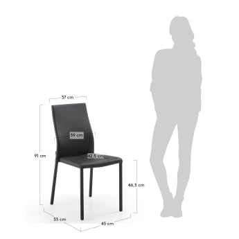 Καρέκλα Abelle, μαύρο συνθετικό δέρμα και ατσάλι - μεγέθη