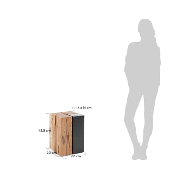 Table d'appoint Kwango en bois de teck massif et métal 29 x 29 cm - dimensions