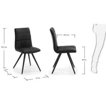 Larina chair Seat Pu black Legs epoxy black - sizes