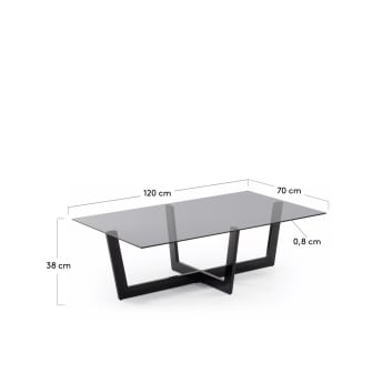 Black glass Plam coffee table 120 x 70 cm - sizes