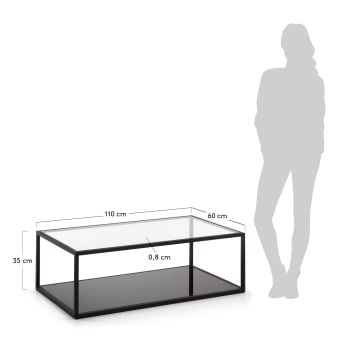Blackhill black rectangular coffee table 110 x 60 cm - sizes