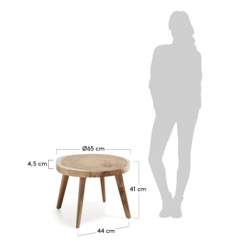 Βοηθητικό τραπέζι Wellcres, μασίφ ξύλο mungur, Ø65εκ - μεγέθη