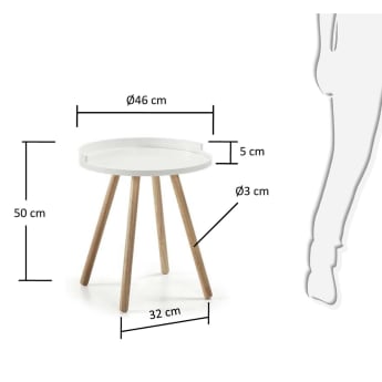 Βοηθητικό τραπέζι Kurb, λευκό, Ø 46 εκ, FSC MIX Credit - μεγέθη