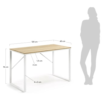 Rectangular white Talbot desk 120 x 60 cm - sizes