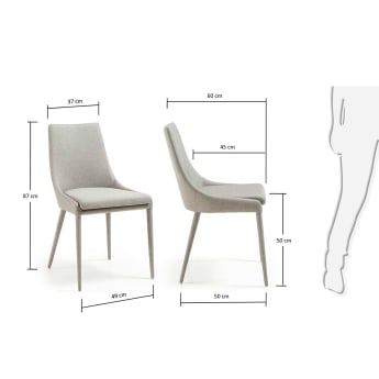 Davi light grey chair - sizes