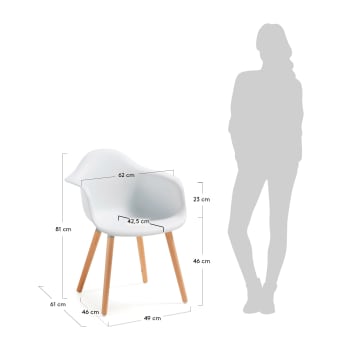 Kevya white chair with solid beech legs - sizes