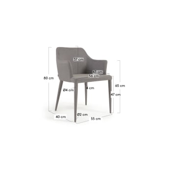 Croft light grey chair with fabric-covered legs - sizes