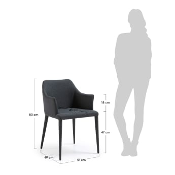 Καρέκλα Croft, σκούρο γκρι και πόδια σε ύφασμα - μεγέθη
