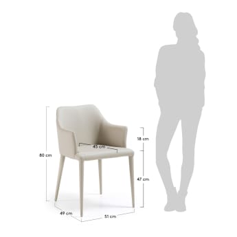 Καρέκλα Croft, μπεζ συνθετικό δέρμα - μεγέθη