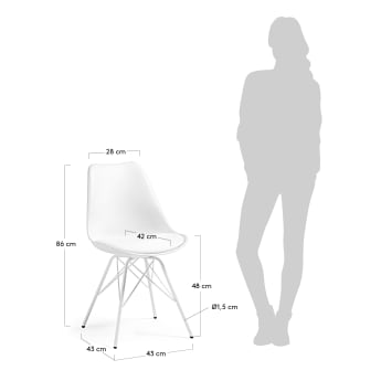 Ralf white chair with metal legs - sizes