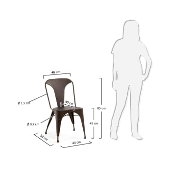 Καρέκλα Malira, μαύρο ατσάλι - μεγέθη