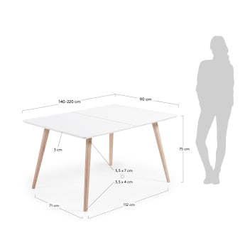 Eunice extendable table, 140(220)x90 cm - sizes