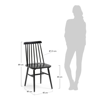 Καρέκλα Tressia DM και μαύρο λακαρισμένο μασίφ ξύλο καουτσούκ - μεγέθη