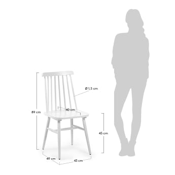 Tressia MDF and solid rubber wood chair with white lacquer - sizes