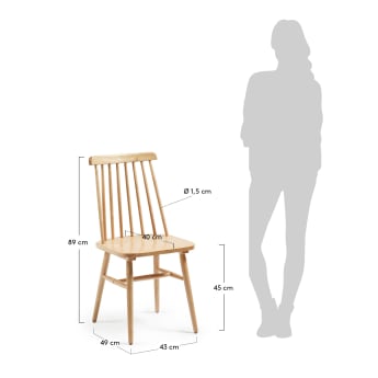 Tressia MDF and solid rubber wood chair with natural lacquer - sizes