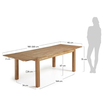 Isbel extendable table 180 (260) x 90 cm - sizes