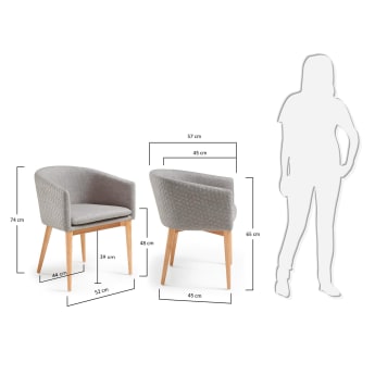 Καρέκλα Harlan, ανοιχτό γκρι, πόδια σε μασίφ ξύλο οξυάς - μεγέθη