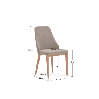 Καρέκλα Rosie, καφέ chenille, πόδια σε μασίφ ξύλο οξυάς σε φυσικό φινίρισμα - μεγέθη