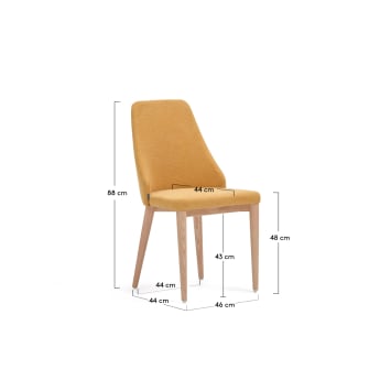 Rosie chair in mustard chenille with solid ash wood legs in a natural finish - sizes