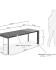 Axis extendable table in grey glass with steel legs in a dark grey finish, 160 (220) cm