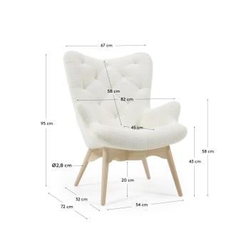 Kody armchair with shearling and solid ash legs - sizes