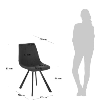 Alve Stuhl in Dunkelgrau und Stahlbeine mit schwarzem Finish - Größen