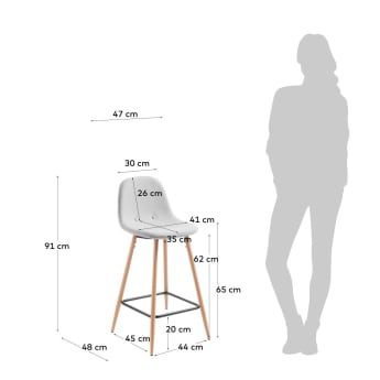 Light grey Nolite stool height 65 cm - sizes