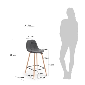 Dark grey Nolite stool height 65 cm - sizes