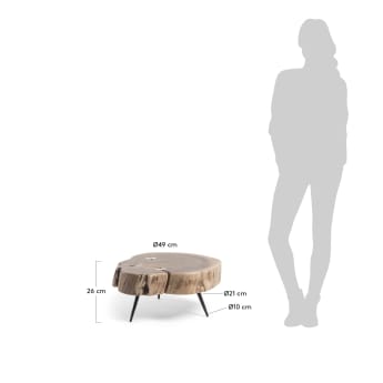 Table d'appoint Eider en acacia massif et pieds en acier noir Ø 49 x 47 cm - dimensions