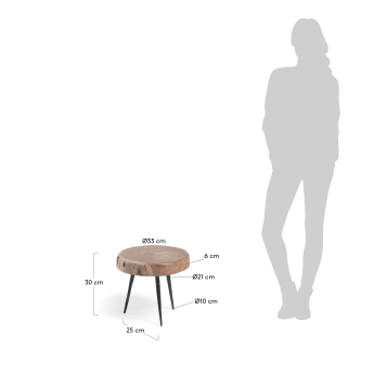 Βοηθητικό τραπέζι Eider, μασίφ ξύλο ακακίας και ατσάλι, Ø33εκ - μεγέθη