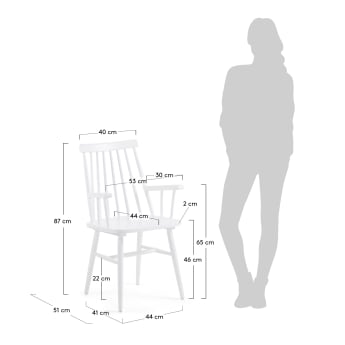 Tressia chair white with armrests - sizes