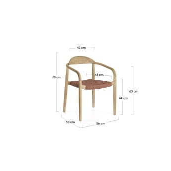 Nina stapelbarer Stuhl aus massivem Akazienholz und Seil in der Farbe Terrakotta FSC 100% - Größen