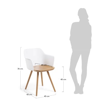 Καρέκλα Bjorg, λευκή και μασίφ ξύλο οξυάς - μεγέθη
