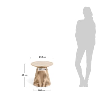 Table d'appoint Jeanette en teck massif Ø 50 cm - dimensions