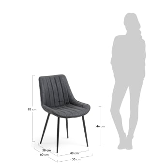 Καρέκλα Janis, σκούρο γκρι και μαύρα ατσάλινα πόδια - μεγέθη