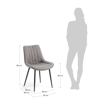 Καρέκλα Janis, ανοιχτό γκρι και μάυρα ατσάλινα πόδια - μεγέθη