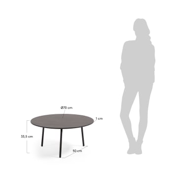 Table basse Mathis fibrociment avec pieds en acier finition noire Ø 70 cm - dimensions