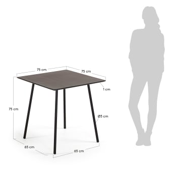 Τραπέζι Mathis, ίνες τσιμέντου, ατσάλινα πόδια σε μαύρο φινίρισμα, 75 x 75 εκ - μεγέθη