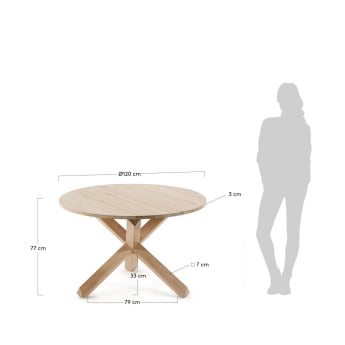 Lotus wood table in solid oak, Ø 120 cm - sizes