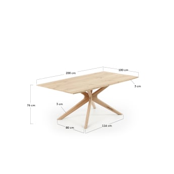 Τραπέζι Armande, δρύινος καπλαμάς με ειδική επεξεργασία λεύκανσης, 200 x 100 εκ - μεγέθη