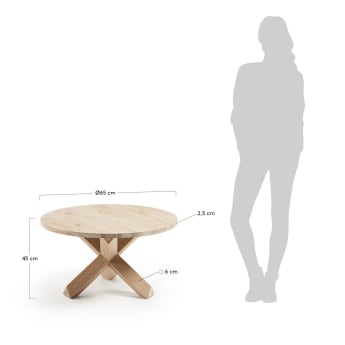 Lotus wood coffee table in solid oak wood, Ø 65 cm - sizes