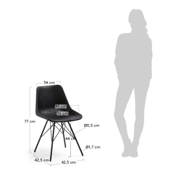 Καρέκλα Lionela, μαύρο συνθετικό δέρμα - μεγέθη