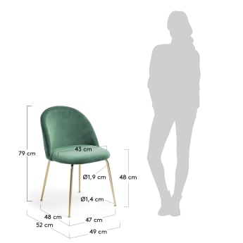 Καρέκλα Ivonne, πράσινο βελούδο - μεγέθη