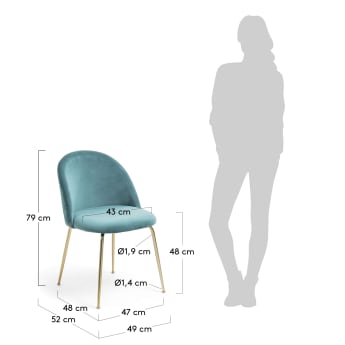 Ivonne turquoise velvet chair - sizes