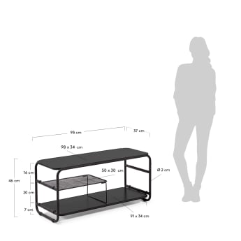 Academy melamine and black finish steel TV stand, 98 x 46 cm - sizes