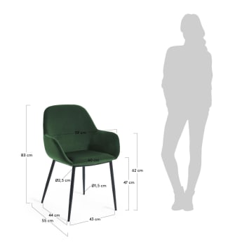 Καρέκλα Konna, πράσινο βελούδο - μεγέθη