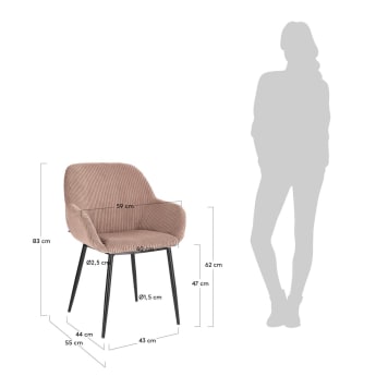 Konna chair in thick seam pink corduroy - sizes