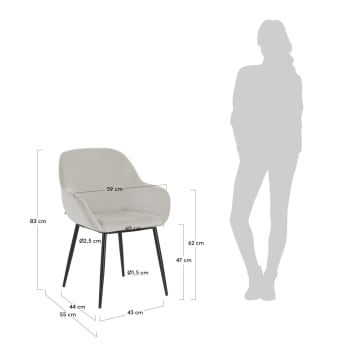 Konna light grey corduroy chair - sizes