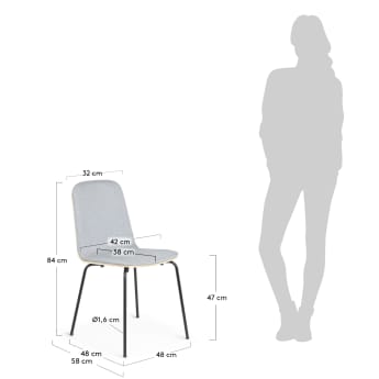 Καρέκλα Canele, γκρι και καπλαμάς δρυός σε φυσικό φινίρισμα - μεγέθη